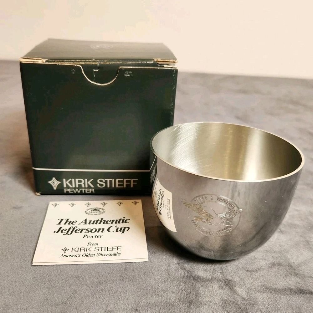 Vintage Kirk Stieff Pewter Jefferson Cup P50BT Monticello Reproduction In Box